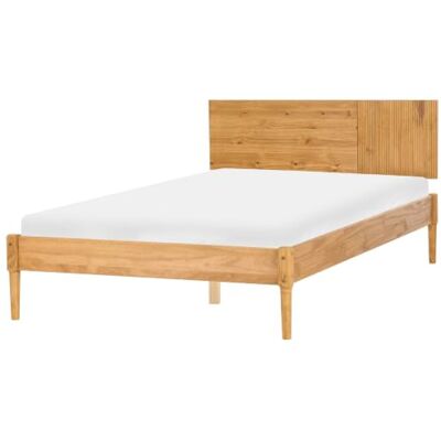 Beliani Holzbett Doppelbett Kiefernholz Hellbraun mit Lattenrost 140 x 200 cm hohes Kopfteil Skandi Flavignac Beliani Holzbett Doppelbett Kiefernholz Hellbraun mit Lattenrost 140 x 200 cm hohes Kopfteil Skandi Flavignac