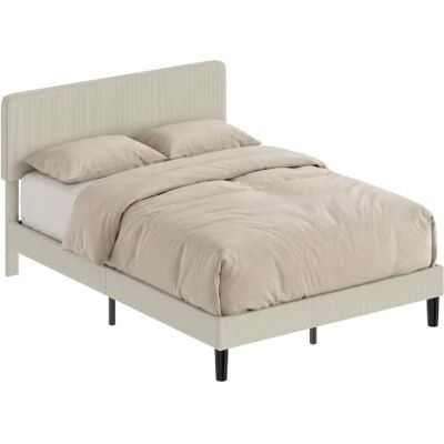 HOMCOM Bettgestell 140 x 190 cm mit verstellbarem Kopfteil, Polsterbett in Veloursoptik, 12 Latten, geräuscharm, ohne Boxspring, Hellgrau HOMCOM Bettgestell 140 x 190 cm mit verstellbarem Kopfteil, Polsterbett in Veloursoptik, 12 Latten, geräuscharm, ohne Boxspring, Hellgrau