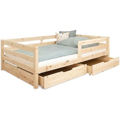 Ehrenkind ® Kinderbett Sona mit Doppelschublade aus massivem Kiefernholz Natur 90x200 cm Ehrenkind ® Kinderbett Sona mit Doppelschublade aus massivem Kiefernholz Natur 90x200 cm