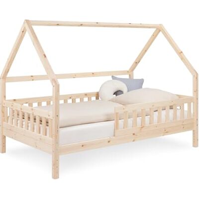 Ehrenkind ® Hausbett 120x200 cm aus Kiefer, Kinderbett & Bodenbett mit Rausfallschutz und Rollrost, Montessori Bett aus Massivholz Ehrenkind ® Hausbett 120x200 cm aus Kiefer, Kinderbett & Bodenbett mit Rausfallschutz und Rollrost, Montessori Bett aus Massivholz