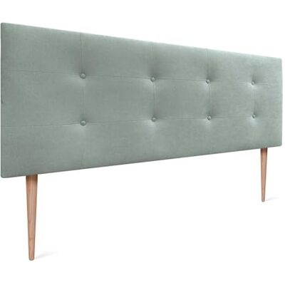 DHOME Kopfteil Capitone gepolstert Kunstleder oder Stoff Acualine mit Kiefer Holzbeine 8cm dick Bett Kopfteile gepolstert gesteppt Capitone Bett Kopfteile (Stoff Aquamarin, 135 (120/135)) DHOME Kopfteil Capitone gepolstert Kunstleder oder Stoff Acualine mit Kiefer Holzbeine 8cm dick Bett Kopfteile gepolstert gesteppt Capitone Bett Kopfteile (Stoff Aquamarin, 135 (120/135))