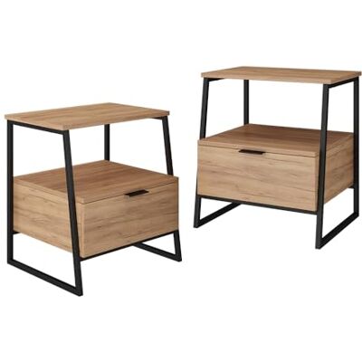 Vicco Nachttisch Lunor Goldkraft Eiche/Schwarz 2er Set, zur Ablage von Alltagsgegenständen neben dem Bett Vicco Nachttisch Lunor Goldkraft Eiche/Schwarz 2er Set, zur Ablage von Alltagsgegenständen neben dem Bett