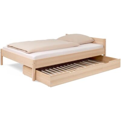 Ehrenkind ® Jugendbett 140x200 cm Massivholz Buche Natur, Nova Standard mit Bettkasten Ehrenkind ® Jugendbett 140x200 cm Massivholz Buche Natur, Nova Standard mit Bettkasten