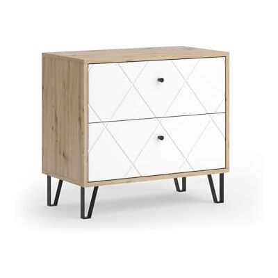 Vicco Nachttisch Nizza, Artisan-Eiche, 66 x 60.2 cm mit 2 Schubladen, zur Nutzung als Ablagefläche neben dem Bett Vicco Nachttisch Nizza, Artisan-Eiche, 66 x 60.2 cm mit 2 Schubladen, zur Nutzung als Ablagefläche neben dem Bett