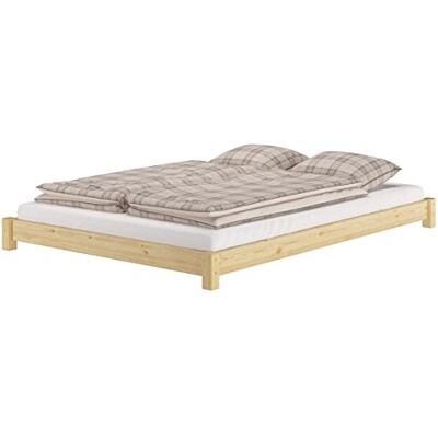Erst-Holz ®Flaches Futon-Doppelbett Bodenbett 140 x 200 cm Kieferohne Zubehör Erst-Holz ®Flaches Futon-Doppelbett Bodenbett 140 x 200 cm Kieferohne Zubehör
