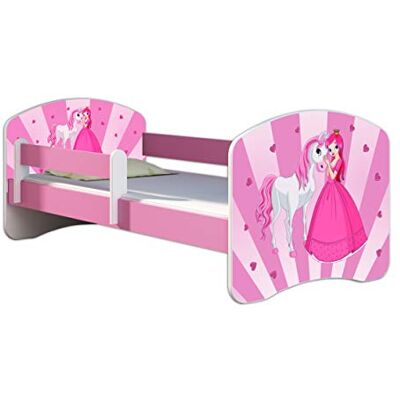 ACMA Kinderbett 80 x 160 cm mit Matratze & Lattenrost – Jugendbett mit Rausfallschutz, personalisiertes Motiv 08 Princess Rosa, Mädchenbett ab 3 Jahren, belastbar bis 120 kg ACMA Kinderbett 80 x 160 cm mit Matratze & Lattenrost – Jugendbett mit Rausfallschutz, personalisiertes Motiv 08 Princess Rosa, Mädchenbett ab 3 Jahren, belastbar bis 120 kg