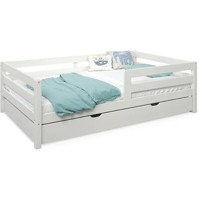 Ehrenkind ® Kinderbett Sona mit Bettkasten aus massivem Kiefernholz Weiß 120x200 cm Ehrenkind ® Kinderbett Sona mit Bettkasten aus massivem Kiefernholz Weiß 120x200 cm
