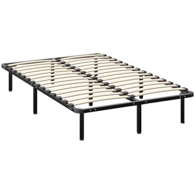 HOMCOM Bettgestell 120 x 190 cm, Metallbett mit 28 Holzlatten Kein Boxspring nötig, 26 cm Stauraum unter dem Bett, einfache Montage, Schwarz HOMCOM Bettgestell 120 x 190 cm, Metallbett mit 28 Holzlatten Kein Boxspring nötig, 26 cm Stauraum unter dem Bett, einfache Montage, Schwarz