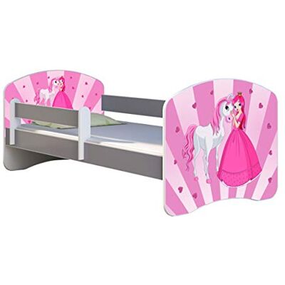 ACMA Kinderbett Jugendbett mit Matratze Grau mit Rausfallschutz Lattenrost II Spielbett Kinderzimmer Möbel (08 Princess, 180x80) ACMA Kinderbett Jugendbett mit Matratze Grau mit Rausfallschutz Lattenrost II Spielbett Kinderzimmer Möbel (08 Princess, 180x80)