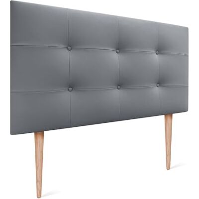 DHOME Kopfteil Capitone gepolstert Kunstleder oder Stoff Acualine mit Kiefer Holzbeine 8cm dick Bett Kopfteile gepolstert gesteppt Capitone Bett Kopfteile (Kunstleder Grau, 110 (105)) DHOME Kopfteil Capitone gepolstert Kunstleder oder Stoff Acualine mit Kiefer Holzbeine 8cm dick Bett Kopfteile gepolstert gesteppt Capitone Bett Kopfteile (Kunstleder Grau, 110 (105))