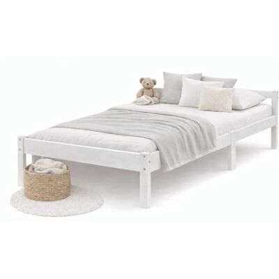 Homestyle4u 90x200 Holzbett Weiß Massivholz Einzelbett mit Lattenrost Bettgestell aus Kiefer im Skandinavischen Design, Stabiles Massivholzbett inklusive Rolllattenrost für das Schlafzimmer Homestyle4u 90x200 Holzbett Weiß Massivholz Einzelbett mit Lattenrost Bettgestell aus Kiefer im Skandinavischen Design, Stabiles Massivholzbett inklusive Rolllattenrost für das Schlafzimmer
