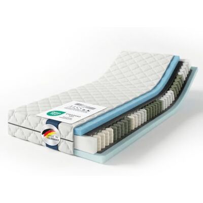 MSS e.K. MedicSpring 2-in-1 Taschenfederkern 130x200 2 Härtegrade in Einer Matratze H2 / H3 Federkernmatratze Ergonomisch Designed und produziert in Deutschland 7 Zonen Oeko-TEX Zertifiziert MSS e.K. MedicSpring 2-in-1 Taschenfederkern 130x200 2 Härtegrade in Einer Matratze H2 / H3 Federkernmatratze Ergonomisch Designed und produziert in Deutschland 7 Zonen Oeko-TEX Zertifiziert
