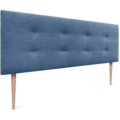 DHOME Kopfteil Capitone gepolstert Kunstleder oder Stoff Acualine mit Kiefer Holzbeine 8cm dick Bett Kopfteile gepolstert gesteppt Capitone Bett Kopfteile (Stoff Blau, 135 (120/135)) DHOME Kopfteil Capitone gepolstert Kunstleder oder Stoff Acualine mit Kiefer Holzbeine 8cm dick Bett Kopfteile gepolstert gesteppt Capitone Bett Kopfteile (Stoff Blau, 135 (120/135))