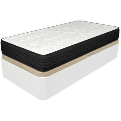 DUÉRMETE ONLINE Pack Viskoelastische Matratze, Pocket Visco + aufklappbares Bett, großes Fassungsvermögen, mit seitlicher Öffnung, Holz, Weiß, 105 x 190 cm DUÉRMETE ONLINE Pack Viskoelastische Matratze, Pocket Visco + aufklappbares Bett, großes Fassungsvermögen, mit seitlicher Öffnung, Holz, Weiß, 105 x 190 cm