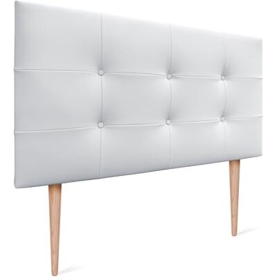 DHOME Gepolstertes Kopfteil ACUALINE 8cm Dick Stoff und Kunstleder für Bett (Kuntsleder Weiß, 105x115cm Mit Füßen für Betten 80/90/105) DHOME Gepolstertes Kopfteil ACUALINE 8cm Dick Stoff und Kunstleder für Bett (Kuntsleder Weiß, 105x115cm Mit Füßen für Betten 80/90/105)