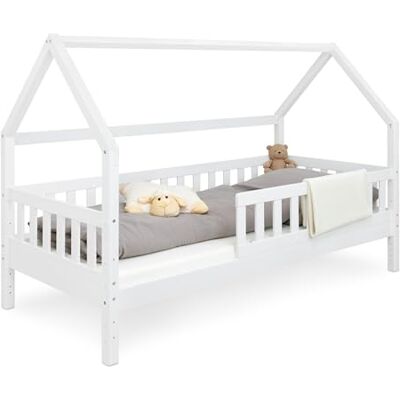 Ehrenkind ® Hausbett Lille Kinderbett mit abnehmbaren Rausfallschutz aus Massivholz FSC® zertifziert Hausbett 80x160 Kinderbett 80x160 Weiß Ehrenkind ® Hausbett Lille Kinderbett mit abnehmbaren Rausfallschutz aus Massivholz FSC® zertifziert Hausbett 80x160 Kinderbett 80x160 Weiß