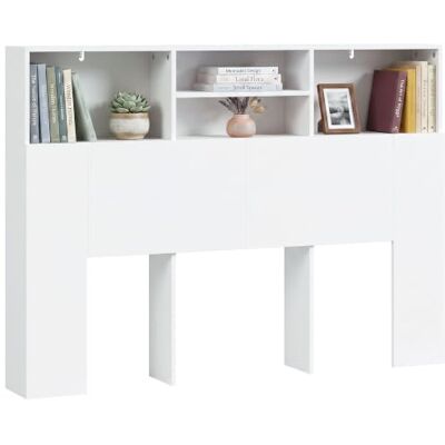 HOMCOM Kopfteil 140 cm mit Stauraum Weiß Mit 4 offenen Fächern, modernes Kopfteil für Schlafzimmer HOMCOM Kopfteil 140 cm mit Stauraum Weiß Mit 4 offenen Fächern, modernes Kopfteil für Schlafzimmer