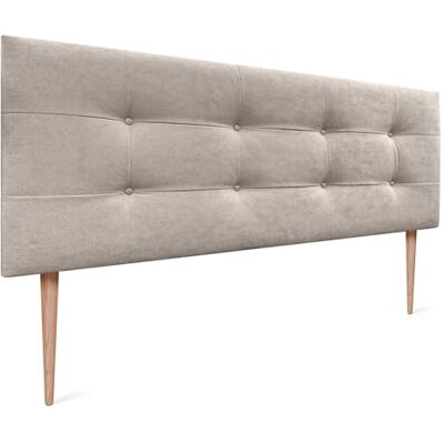 DHOME Kopfteil Capitone gepolstert Kunstleder oder Stoff Acualine mit Kiefer Holzbeine 8cm dick Bett Kopfteile gepolstert gesteppt Capitone Bett Kopfteile (Stoff Beige, 135 (120/135)) DHOME Kopfteil Capitone gepolstert Kunstleder oder Stoff Acualine mit Kiefer Holzbeine 8cm dick Bett Kopfteile gepolstert gesteppt Capitone Bett Kopfteile (Stoff Beige, 135 (120/135))