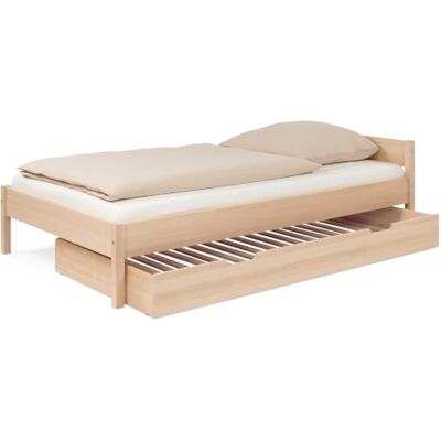 Ehrenkind ® Jugendbett 120x200 cm Massivholz Buche Natur, Nova Standard mit Bettkasten Ehrenkind ® Jugendbett 120x200 cm Massivholz Buche Natur, Nova Standard mit Bettkasten