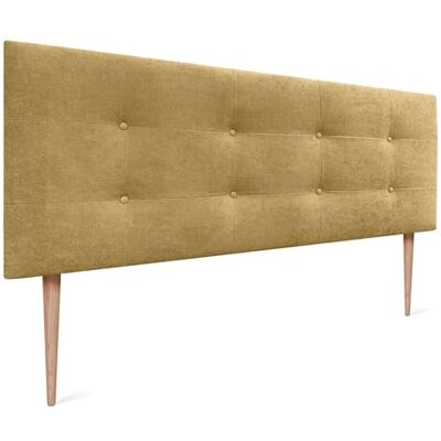 DHOME Kopfteil Capitone gepolstert Kunstleder oder Stoff Acualine mit Kiefer Holzbeine 8cm dick Bett Kopfteile gepolstert gesteppt Capitone Bett Kopfteile (Stoff Senf, 160 (150/160)) DHOME Kopfteil Capitone gepolstert Kunstleder oder Stoff Acualine mit Kiefer Holzbeine 8cm dick Bett Kopfteile gepolstert gesteppt Capitone Bett Kopfteile (Stoff Senf, 160 (150/160))