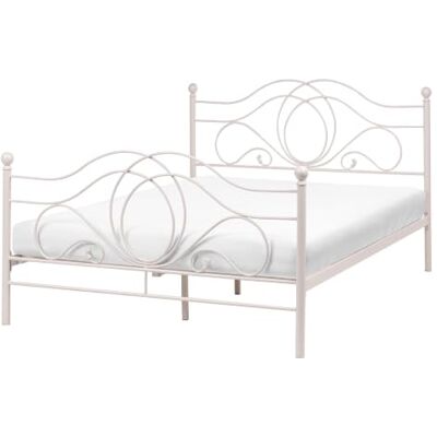 Beliani Bett hellbeige Metallgestell verziertes Kopfteil Lattenrost 140x200 cm Lyra Beliani Bett hellbeige Metallgestell verziertes Kopfteil Lattenrost 140x200 cm Lyra