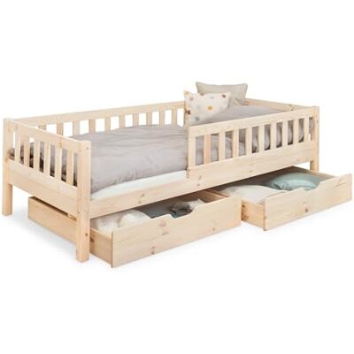 Ehrenkind ® Kinderbett Lille Kinderbett 90x200 cm inkl. abnehmbaren Rausfallschutz und Schubladen aus Massivholz FSC® zertifziert Jugendbett 90x200 Natur Ehrenkind ® Kinderbett Lille Kinderbett 90x200 cm inkl. abnehmbaren Rausfallschutz und Schubladen aus Massivholz FSC® zertifziert Jugendbett 90x200 Natur