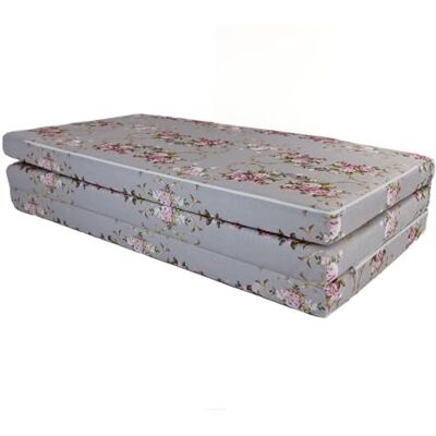 FORTISLINE Klappmatratze 195x120x8cm, 3-teilige Faltmatratze, H2 Gästematratze , Camping Faltbare Kamping Bett, Waschbar Bezug, Erwachsene Klappbar, Reisematratze Schaumstoff Matratze (Blumenmuster Grau) FORTISLINE Klappmatratze 195x120x8cm, 3-teilige Faltmatratze, H2 Gästematratze , Camping Faltbare Kamping Bett, Waschbar Bezug, Erwachsene Klappbar, Reisematratze Schaumstoff Matratze (Blumenmuster Grau)