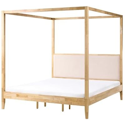 Beliani Himmelbett Holz Hellbraun 180 x 200 cm mit Kopfteil und Lattenrost Haillicourt Beliani Himmelbett Holz Hellbraun 180 x 200 cm mit Kopfteil und Lattenrost Haillicourt