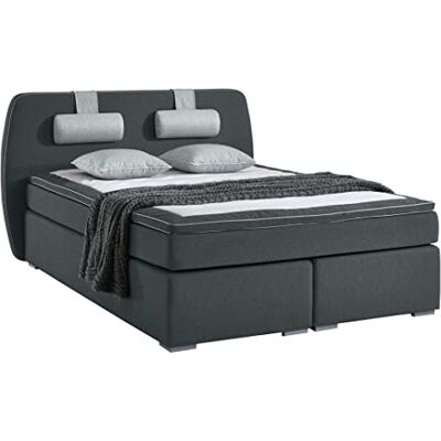 Atlantic Home Collection Boxspringbett REX, 140 x 200 cm, inklusive Topper (Härtegrad H2) und Nackenkissen, dunkelgrau Atlantic Home Collection Boxspringbett REX, 140 x 200 cm, inklusive Topper (Härtegrad H2) und Nackenkissen, dunkelgrau