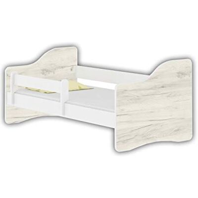 ACMA Jugendbett 180x80 Kinderbett mit Rausfallschutz und Matratze, Weiß Happy, Farbe Eiche Weiß, mit Lattenrost, stabil, Kinderzimmer Bett, Jugendmöbel ACMA Jugendbett 180x80 Kinderbett mit Rausfallschutz und Matratze, Weiß Happy, Farbe Eiche Weiß, mit Lattenrost, stabil, Kinderzimmer Bett, Jugendmöbel