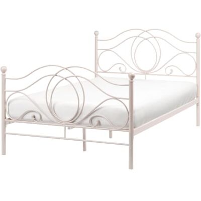 Beliani Bett hellbeige Metallgestell verziertes Kopfteil Lattenrost 120x200 cm Lyra Beliani Bett hellbeige Metallgestell verziertes Kopfteil Lattenrost 120x200 cm Lyra