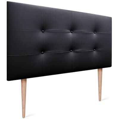 DHOME Kopfteil Capitone gepolstert Kunstleder oder Stoff Acualine mit Kiefer Holzbeine 8cm dick Bett Kopfteile gepolstert gesteppt Capitone Bett Kopfteile (Kunstleder Schwarz, 105 (105)) DHOME Kopfteil Capitone gepolstert Kunstleder oder Stoff Acualine mit Kiefer Holzbeine 8cm dick Bett Kopfteile gepolstert gesteppt Capitone Bett Kopfteile (Kunstleder Schwarz, 105 (105))