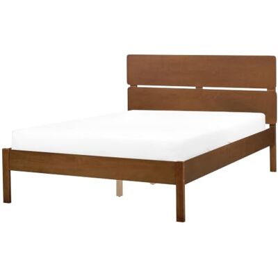 Beliani Bett Dunkelbraun mit Lattenrost 120x200 cm hohes Kopfteil Boisset Beliani Bett Dunkelbraun mit Lattenrost 120x200 cm hohes Kopfteil Boisset
