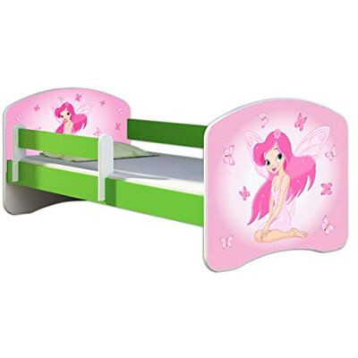 ACMA Kinderbett 180x80 Jugendbett mit Matratze, Farbe Grün, Rausfallschutz Lattenrost II Spielbett Kinderzimmer Möbel, 07 Rosa Fee ACMA Kinderbett 180x80 Jugendbett mit Matratze, Farbe Grün, Rausfallschutz Lattenrost II Spielbett Kinderzimmer Möbel, 07 Rosa Fee