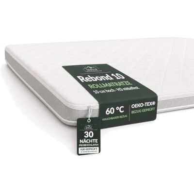 hERZtal Rollmatratze 80x200 cm, 10 cm hoch – H3 mittelfeste Schaumstoffmatratze, Bezug waschbar bis 60 °C, Öko-Tex – Matratze für Hochbett, Kinderbett & Etagenbett hERZtal Rollmatratze 80x200 cm, 10 cm hoch – H3 mittelfeste Schaumstoffmatratze, Bezug waschbar bis 60 °C, Öko-Tex – Matratze für Hochbett, Kinderbett & Etagenbett