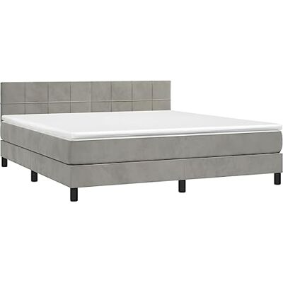 Maisonchic Hellgraues Samtbettt mit LED & Matratze - Bett Maisonchic Hellgraues Samtbettt mit LED & Matratze - Bett