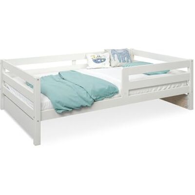Ehrenkind ® Kinderbett Sona aus massivem Kiefernholz Weiß 120x200 cm mit Rausfallschutz Ehrenkind ® Kinderbett Sona aus massivem Kiefernholz Weiß 120x200 cm mit Rausfallschutz