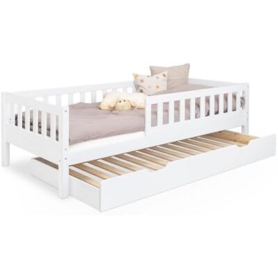 Ehrenkind ® Kinderbett Lille Kinderbett 90x200 cm inkl. abnehmbaren Rausfallschutz und Bettkasten aus Massivholz FSC® zertifziert Jugendbett 90x200 Weiß Ehrenkind ® Kinderbett Lille Kinderbett 90x200 cm inkl. abnehmbaren Rausfallschutz und Bettkasten aus Massivholz FSC® zertifziert Jugendbett 90x200 Weiß