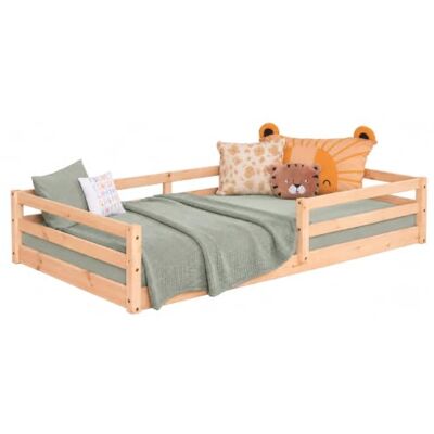 TiCAA Bodenbett, Kinderbett Massivholz – Montessori Bett „Neo“ aus Kiefer mit Lattenrost und Rausfallschutz, Holzbett belastbar bis 150 kg TiCAA Bodenbett, Kinderbett Massivholz – Montessori Bett „Neo“ aus Kiefer mit Lattenrost und Rausfallschutz, Holzbett belastbar bis 150 kg