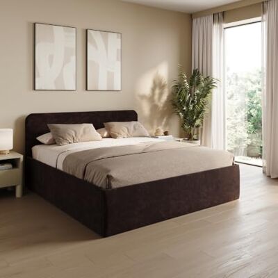 Home Collective Polsterbett mit Bettkasten und Lattenrost 200x200 Dunkelbraun Hohes Kopfteil. flexible Federleisten. weicher Micro-Velours. geräumiges Stauraumfach. Made in Germany Home Collective Polsterbett mit Bettkasten und Lattenrost 200x200 Dunkelbraun Hohes Kopfteil. flexible Federleisten. weicher Micro-Velours. geräumiges Stauraumfach. Made in Germany