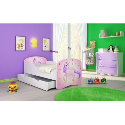 ACMA I Kinderbett 140x70 Jugendbett Komplett mit Einer Schublade und Matratze Lattenrost Weiß, stabil, Kinderzimmer Bett, Jugendmöbel Design 17 Pony ACMA I Kinderbett 140x70 Jugendbett Komplett mit Einer Schublade und Matratze Lattenrost Weiß, stabil, Kinderzimmer Bett, Jugendmöbel Design 17 Pony