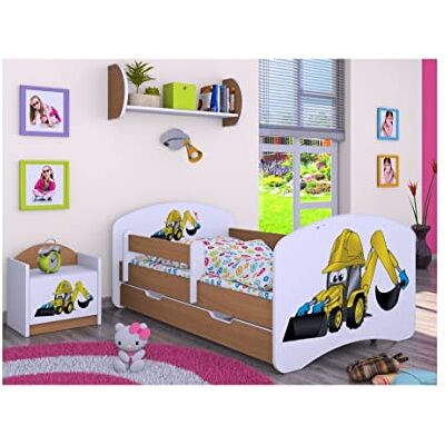 Generic BDW Kinderbett mit Matratze und Bettkasten NEU, 140/160/180/190 Verschiedene Motive Für Junge Bagger (Braun, 140x70) Generic BDW Kinderbett mit Matratze und Bettkasten NEU, 140/160/180/190 Verschiedene Motive Für Junge Bagger (Braun, 140x70)