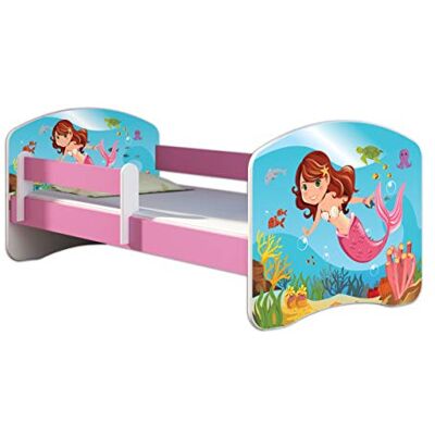 ACMA Kinderbett 80 x 180 cm mit Matratze & Lattenrost – Jugendbett mit Rausfallschutz, personalisiertes Motiv 09 Meerjungfrau Rosa, Mädchenbett ab 3 Jahren, belastbar bis 120 kg ACMA Kinderbett 80 x 180 cm mit Matratze & Lattenrost – Jugendbett mit Rausfallschutz, personalisiertes Motiv 09 Meerjungfrau Rosa, Mädchenbett ab 3 Jahren, belastbar bis 120 kg