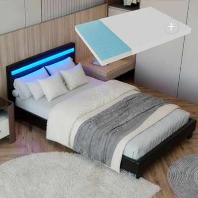 Juskys Polsterbett Paris 90x200 cm schwarz mit Matratze Einzelbett & LED-Beleuchtung, Lattenrost & Kopfteil Bett aus Holz & Kunstleder-Bezug Juskys Polsterbett Paris 90x200 cm schwarz mit Matratze Einzelbett & LED-Beleuchtung, Lattenrost & Kopfteil Bett aus Holz & Kunstleder-Bezug