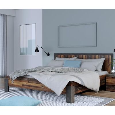 Forte ATTALYAR Bett 190 200, Bettgestell in Vintageoptik, Liegefläche: 180 cm x 200 cm, Holzwerkstoff, Old Wood Vintage Holzdekor/Betonoptik Dunkelgrau, 196,4 cm breit x 95 cm hoch x 207,5 cm tief Forte ATTALYAR Bett 190 200, Bettgestell in Vintageoptik, Liegefläche: 180 cm x 200 cm, Holzwerkstoff, Old Wood Vintage Holzdekor/Betonoptik Dunkelgrau, 196,4 cm breit x 95 cm hoch x 207,5 cm tief