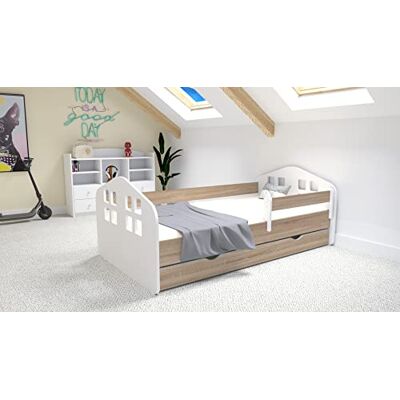 Generic BDW Kinderbett HOUSEBETT MIT SCHUBLADE und MATRATZE NEU, 160/180 Verschiedene Motive Für Junge! VIELE Farbe ! (Eiche Sonoma, 160x80) Generic BDW Kinderbett HOUSEBETT MIT SCHUBLADE und MATRATZE NEU, 160/180 Verschiedene Motive Für Junge! VIELE Farbe ! (Eiche Sonoma, 160x80)