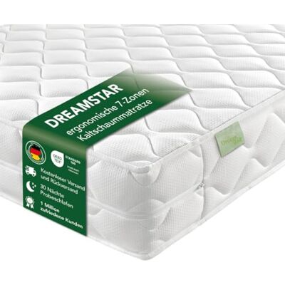 DREAMSTAR Ergo Flex Duo 7-Zonen Matratze 80x200 cm H3&H4 Ergonomische Kaltschaummatratze Hypoallergen & Antibakteriell Bezug abnehmbar & waschbar Öko-TEX® (16cm, 80 x 200 cm) DREAMSTAR Ergo Flex Duo 7-Zonen Matratze 80x200 cm H3&H4 Ergonomische Kaltschaummatratze Hypoallergen & Antibakteriell Bezug abnehmbar & waschbar Öko-TEX® (16cm, 80 x 200 cm)