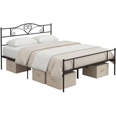 HOMCOM Bett 160 x 200 cm Bettrahmen mit Lattenrost aus Stahl Schwarz Unterbettaufbewahrung, Doppelbett, Bettgestell für Schlafzimmer, Gästezimmer HOMCOM Bett 160 x 200 cm Bettrahmen mit Lattenrost aus Stahl Schwarz Unterbettaufbewahrung, Doppelbett, Bettgestell für Schlafzimmer, Gästezimmer