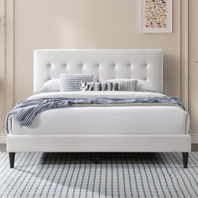 Home Collective Polsterbett Doppelbett 160x200 cm, Lattenrost, Beige Weicher Bezug, gepolstertes Kopfteil mit Kassettensteppung, robustes Gestell und hoher Liegekomfort Home Collective Polsterbett Doppelbett 160x200 cm, Lattenrost, Beige Weicher Bezug, gepolstertes Kopfteil mit Kassettensteppung, robustes Gestell und hoher Liegekomfort