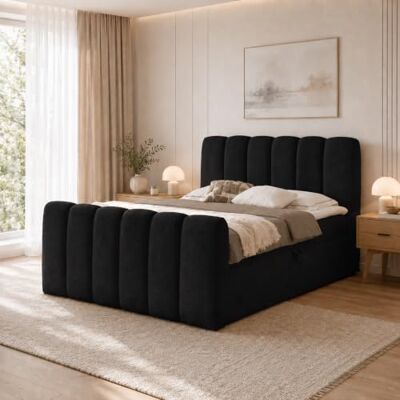 Home Collective Boxspringbett Polsterbett Doppelbett Bubble Bouclé Bett mit Stauraum viele Größen und Farben Topper inklusive modernes Design Schlafzimmer Jugendzimmer Möbel Schwarz 180x200 cm Home Collective Boxspringbett Polsterbett Doppelbett Bubble Bouclé Bett mit Stauraum viele Größen und Farben Topper inklusive modernes Design Schlafzimmer Jugendzimmer Möbel Schwarz 180x200 cm